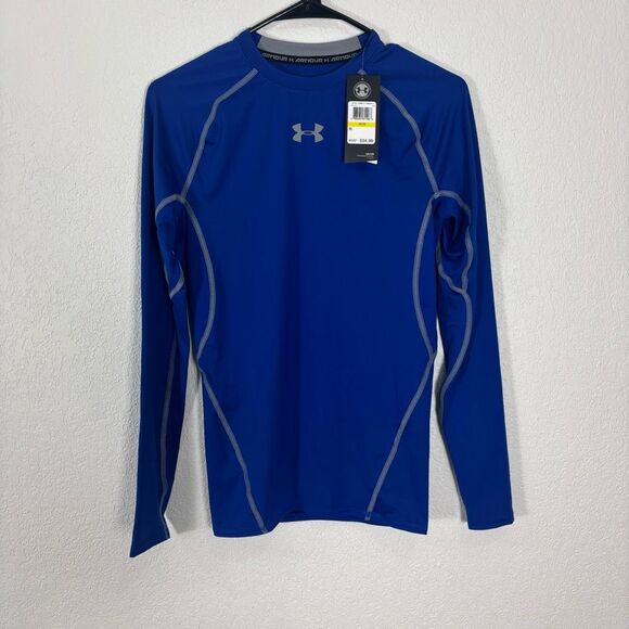 New Under Armour Men's Royal Blue Compression Long Sleeve Workout Top Size Mediu - Picture 1 of 6